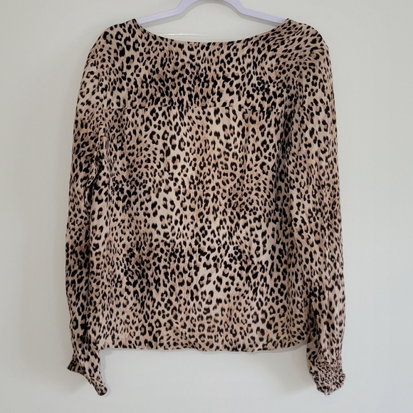 Sanctuary Leopard Animal-print Boho Retro‎ Wrap V neck Blouse Top S - Picture 2 of 9